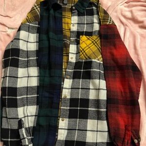 Plaid Patchwork Button Down Shirt